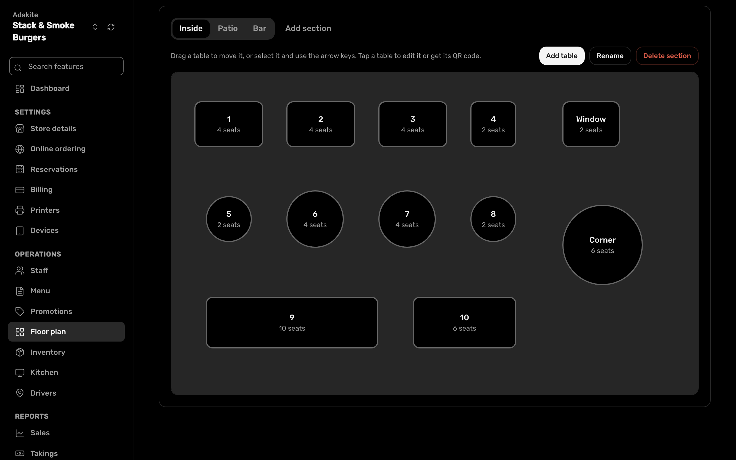 The floor plan editor in Adakite Admin
