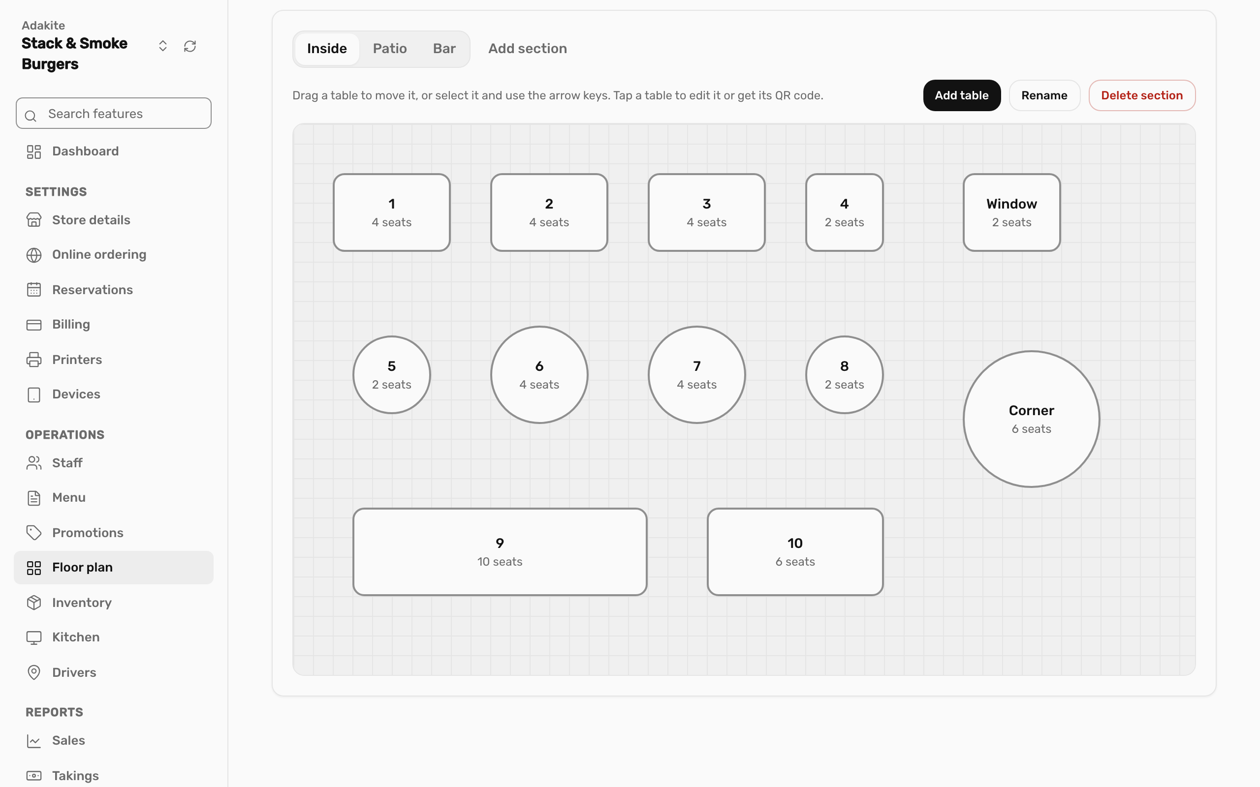 The floor plan editor in Adakite Admin