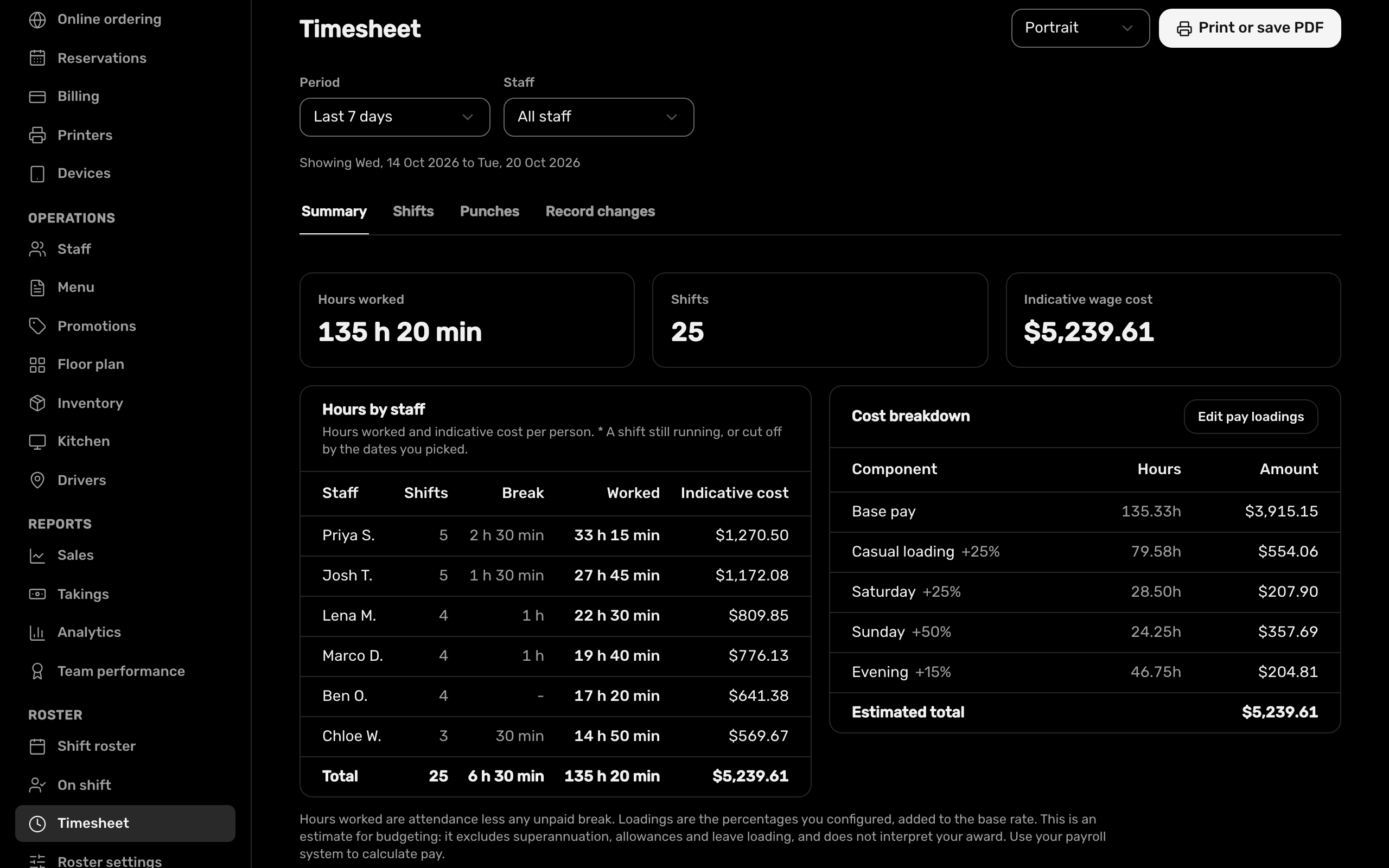 Timesheets in Adakite Admin