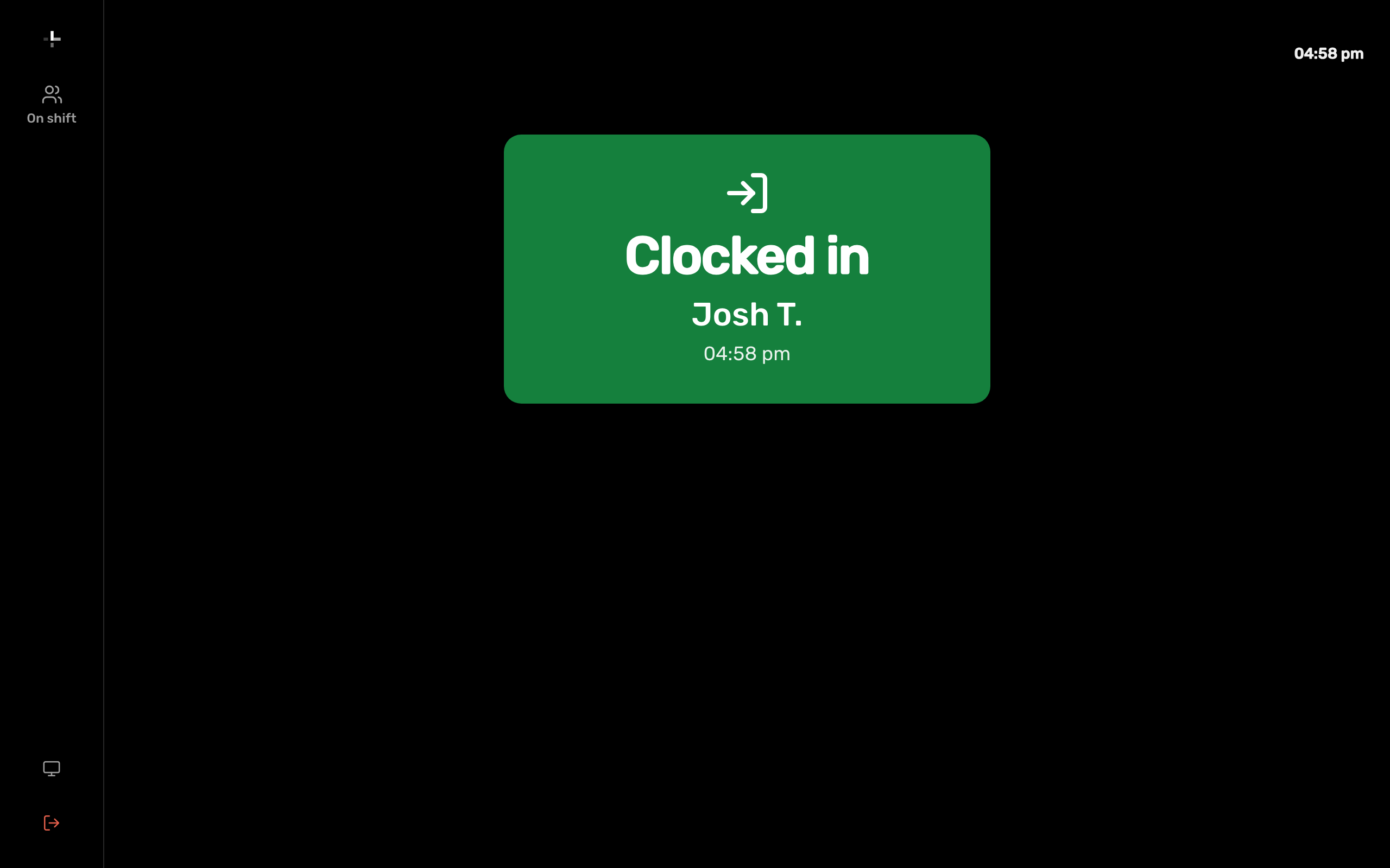 A staff member clocked in on the timeclock